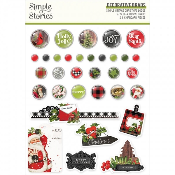 Simple Stories Decorative Brads - Simple Vintage Christmas Lodge
