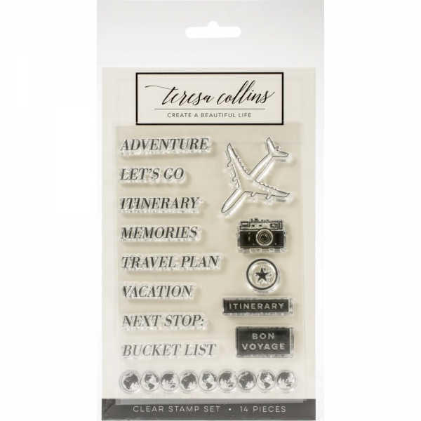 Teresa Collins Clear Stamp Set - Jetsetter, Adventure