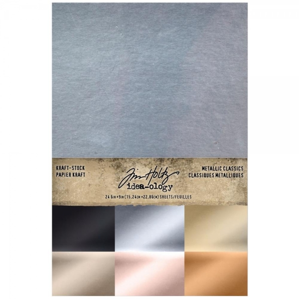 Tim Holtz Idea-Ology Kraft-Stock Pad 6"X9" - Metallic Classics