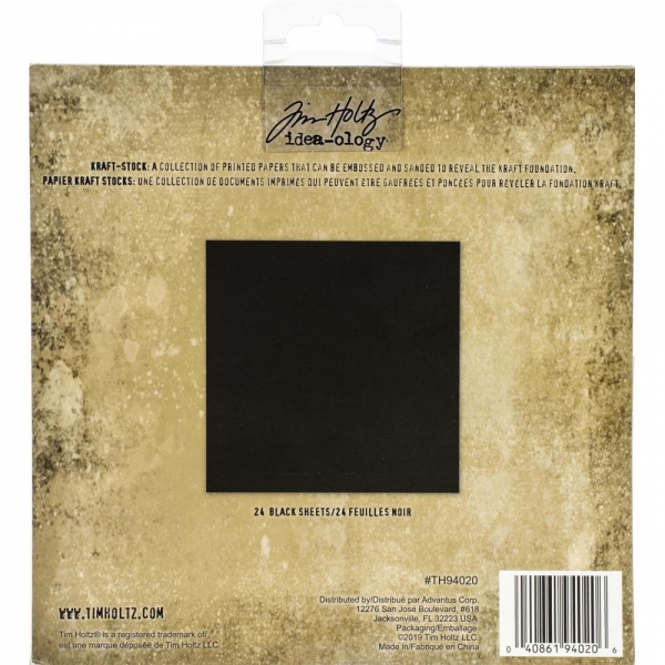 Tim Holtz Kraft - Stock 8" x 8" - Blackout