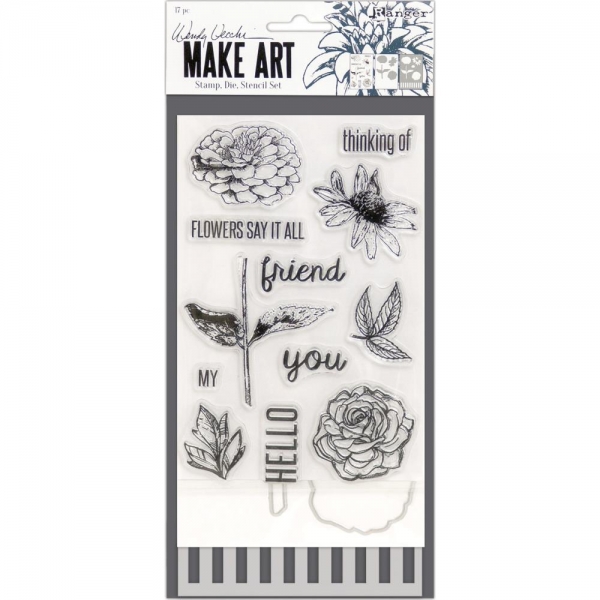 Wendy Wechi Stamp, Die & Stencil Set - Flowers Say it All