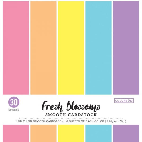 Colorbök Smoth Cardstock Pad - Fresh Blossoms - 12 x 12