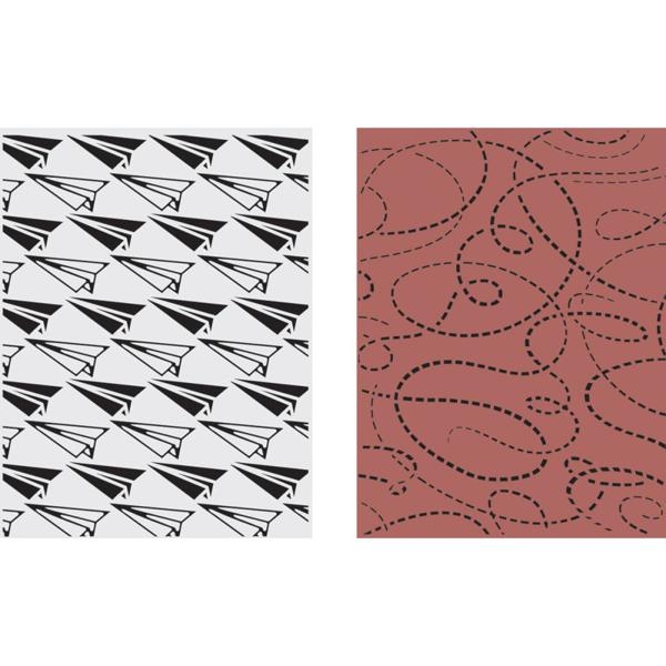 Tim Holtz A2 Prägefolder Paper Airplane & Dotted Lines Set
